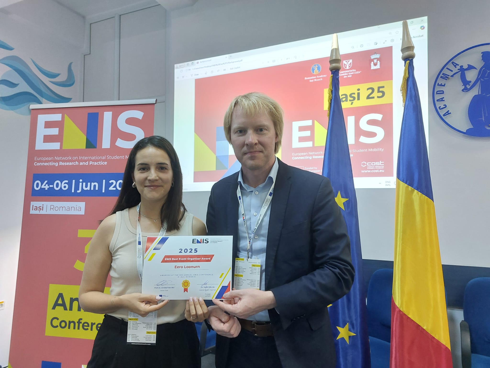 Eero Loonurm. COST ENIS Best Event Award