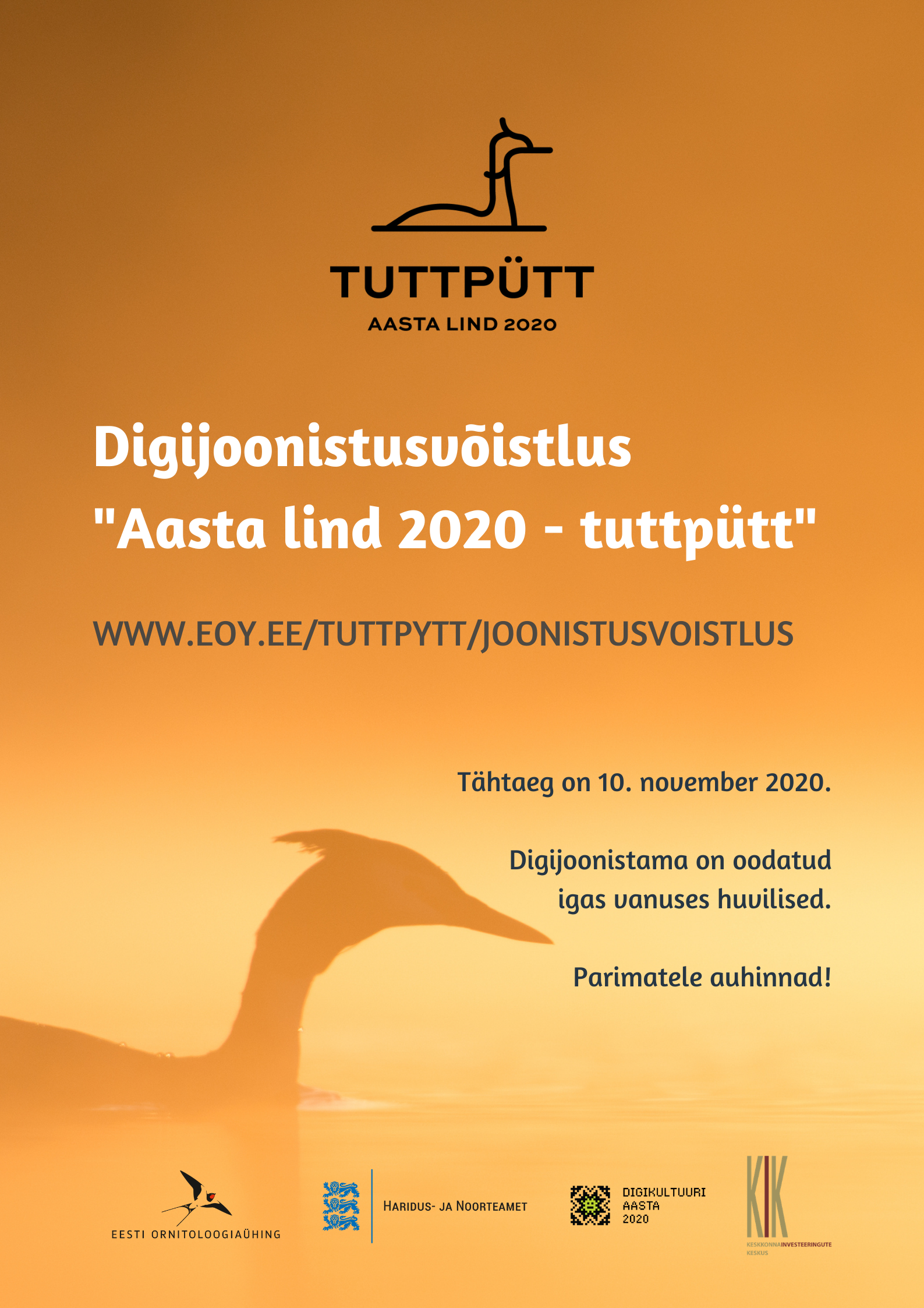 Aasta lind 2020 joonistusvõistluse plakat
